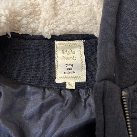 NWOT Navy Blue Preppy Pea Coat Toggle Buttons Jacket with Faux Fur Hood - Picture 7 of 10